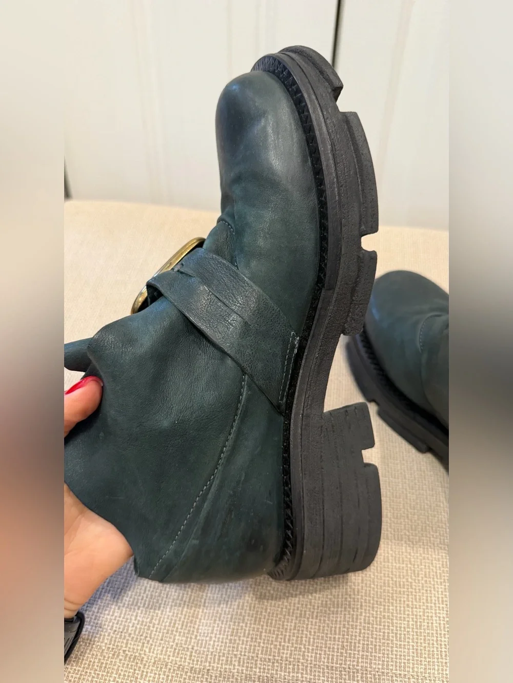 A.S. 98 Laken Womens Green Leather Slip On Casual Dress Boots Size 38 US 7.5